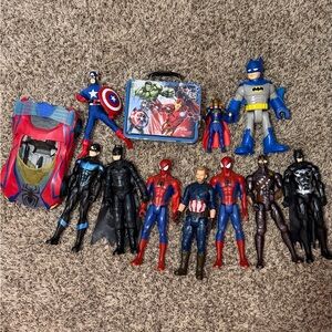 Marvel DC Superhero Action Figure Lot 12” Hasbro Batman Spiderman imaginext